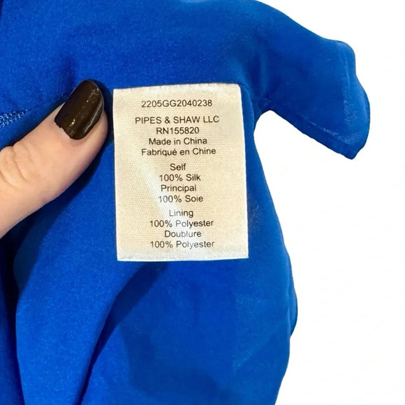 Veronica Beard Lyric One-Shoulder 100% Silk Top in Cobalt Multi Floral - Picture 11 of 14